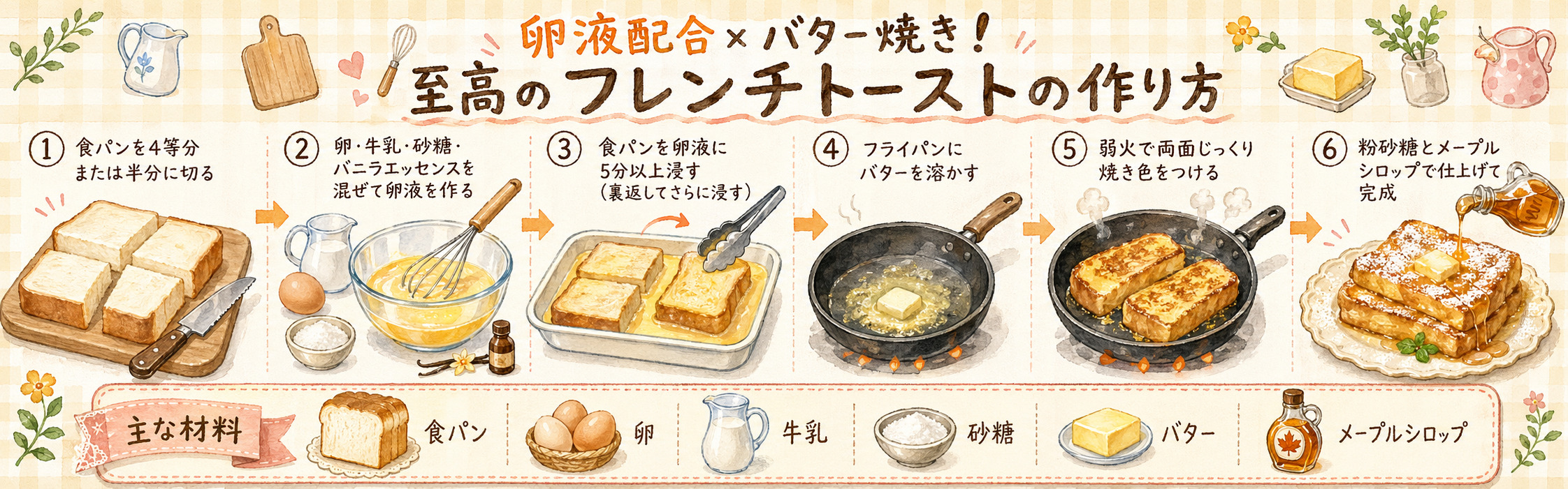 至高のフレンチトースト 手順図解 6ステップ リュウジのバズレシピ