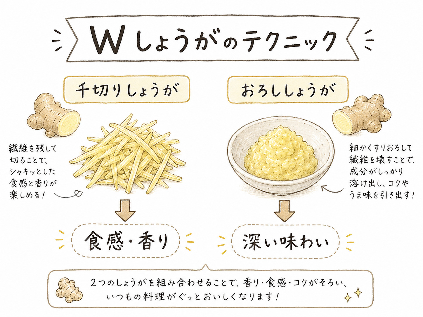リュウジ 究極の生姜焼き W生姜（千切り＋おろし）図解